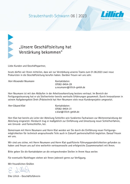 Die Geschäftsleitung bei Willy Lillich GmbH hat mit Herrn Klat und Herrn Neumann Verstärkung bekomme